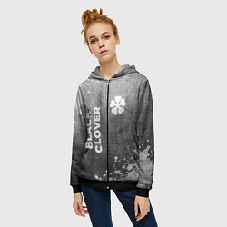 Толстовка на молнии женская Black Clover - grey gradient вертикально, цвет: 3D-черный — фото 2