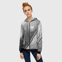 Толстовка на молнии женская Three Days Grace - grey gradient вертикально, цвет: 3D-черный — фото 2