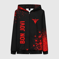 Толстовка на молнии женская Bon Jovi - red gradient вертикально, цвет: 3D-черный