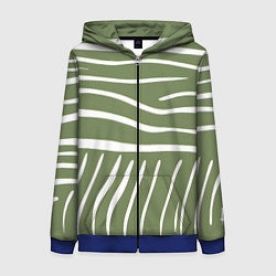 Толстовка на молнии женская Полоски зеленой зебры, цвет: 3D-синий