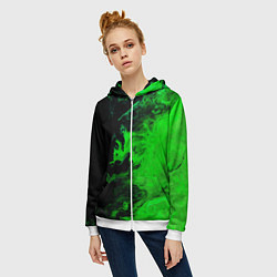 Толстовка на молнии женская Color green black, цвет: 3D-белый — фото 2
