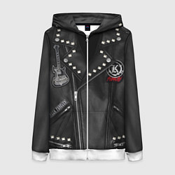 Толстовка на молнии женская Кукрыниксы косуха с нашивками, цвет: 3D-белый