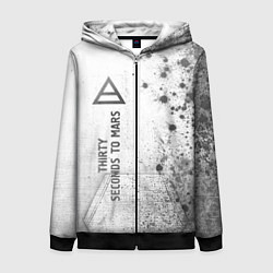 Толстовка на молнии женская Thirty Seconds to Mars - white gradient по-вертика, цвет: 3D-черный