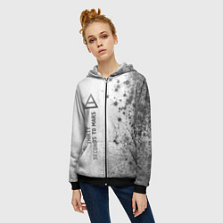 Толстовка на молнии женская Thirty Seconds to Mars - white gradient по-вертика, цвет: 3D-черный — фото 2