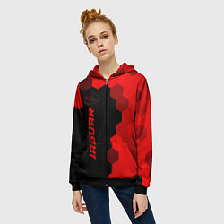 Толстовка на молнии женская Jaguar - red gradient по-вертикали, цвет: 3D-черный — фото 2