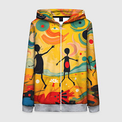 Толстовка на молнии женская Радостные солнечные человечки, цвет: 3D-меланж