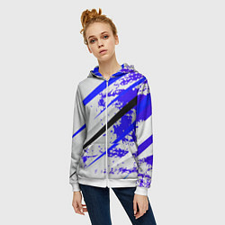 Толстовка на молнии женская Color white blue, цвет: 3D-белый — фото 2