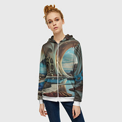 Толстовка на молнии женская Современная пещера, цвет: 3D-белый — фото 2