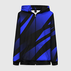 Толстовка на молнии женская Чёрный с синий абстрактные полосы, цвет: 3D-черный