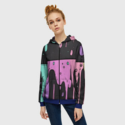 Толстовка на молнии женская Стекающая краска текстура, цвет: 3D-синий — фото 2