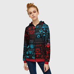 Толстовка на молнии женская Twenty one pilots rock pattern, цвет: 3D-красный — фото 2