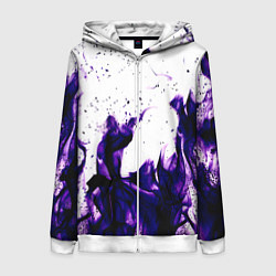 Толстовка на молнии женская Фиолетовый огонь текстура, цвет: 3D-белый