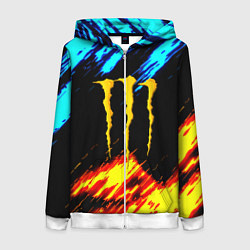 Женская толстовка на молнии Monster energy текстура огненная
