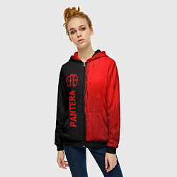Толстовка на молнии женская Pantera - red gradient по-вертикали, цвет: 3D-черный — фото 2