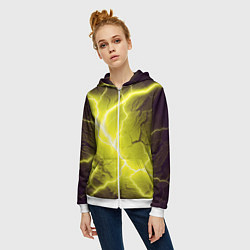 Толстовка на молнии женская Color yellow black, цвет: 3D-белый — фото 2