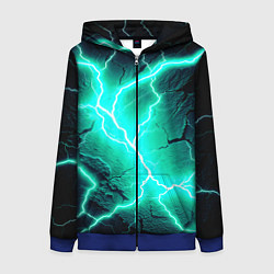 Толстовка на молнии женская Color light blue black, цвет: 3D-синий