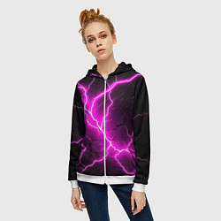 Толстовка на молнии женская The color is pink and black, цвет: 3D-белый — фото 2
