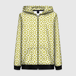Толстовка на молнии женская Оливковый арт деко на белом фоне, цвет: 3D-черный