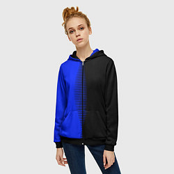 Толстовка на молнии женская Чёрно-синий пополам с переходом, цвет: 3D-черный — фото 2
