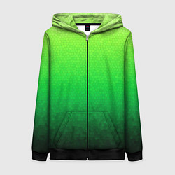 Женская толстовка на молнии Градиент мозаика зелёный в тёмный