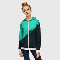 Толстовка на молнии женская Color black light blue, цвет: 3D-белый — фото 2