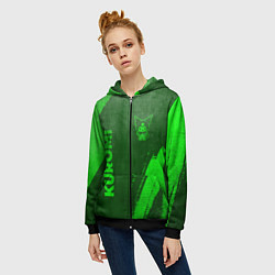Толстовка на молнии женская Kuromi - green gradient вертикально, цвет: 3D-черный — фото 2