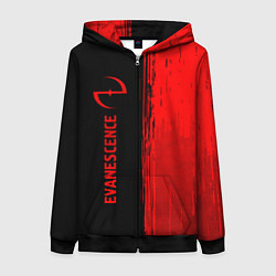 Толстовка на молнии женская Evanescence - red gradient по-вертикали, цвет: 3D-черный