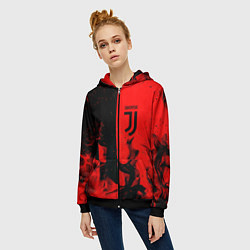 Толстовка на молнии женская Juventus огненнный, цвет: 3D-черный — фото 2