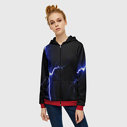 Толстовка на молнии женская Lightning blue, цвет: 3D-красный — фото 2