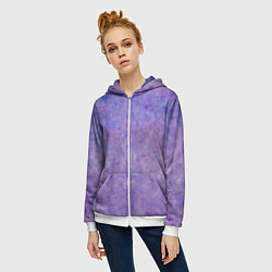 Толстовка на молнии женская Фиолетовый свет фонаря, цвет: 3D-белый — фото 2
