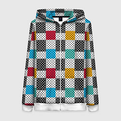 Женская толстовка на молнии Узор в горошек пэчворк разноцветный