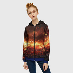 Толстовка на молнии женская Красно-золотая текстура, цвет: 3D-синий — фото 2