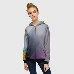 Толстовка на молнии женская Color grey with stripes, цвет: 3D-черный — фото 2