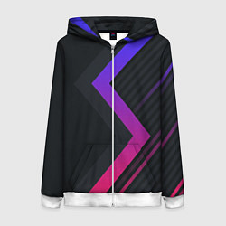 Толстовка на молнии женская Color black line, цвет: 3D-белый