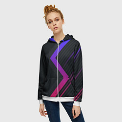Толстовка на молнии женская Color black line, цвет: 3D-белый — фото 2