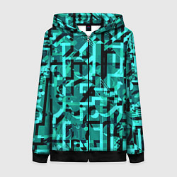 Женская толстовка на молнии Неоновый голубой объёмный эффект