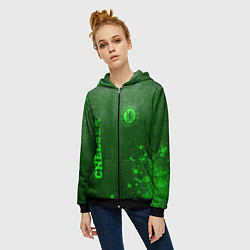 Толстовка на молнии женская Chelsea - green gradient вертикально, цвет: 3D-черный — фото 2