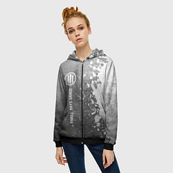 Толстовка на молнии женская Three Days Grace - grey gradient по-вертикали, цвет: 3D-черный — фото 2