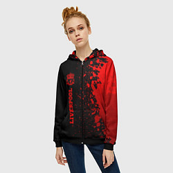 Толстовка на молнии женская Liverpool - red gradient по-вертикали, цвет: 3D-черный — фото 2