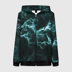 Толстовка на молнии женская Lightning light blue line, цвет: 3D-черный