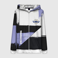 Толстовка на молнии женская Плавание спортивное, цвет: 3D-белый