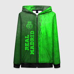 Толстовка на молнии женская Real Madrid - green gradient по-вертикали, цвет: 3D-черный