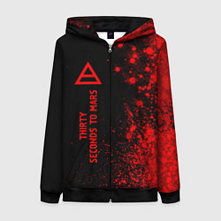 Толстовка на молнии женская Thirty Seconds to Mars - red gradient по-вертикали, цвет: 3D-черный