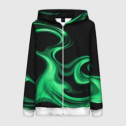 Толстовка на молнии женская Color green smoke, цвет: 3D-белый