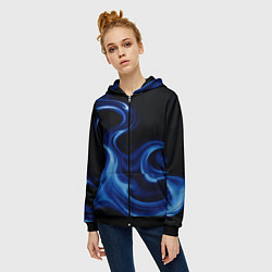 Толстовка на молнии женская Color blue smoke, цвет: 3D-черный — фото 2