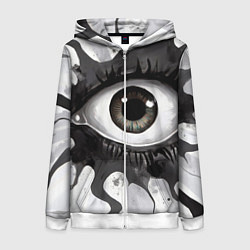 Толстовка на молнии женская Глаз и щупальца - психоделика, цвет: 3D-белый