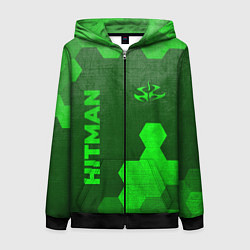 Толстовка на молнии женская Hitman - green gradient вертикально, цвет: 3D-черный
