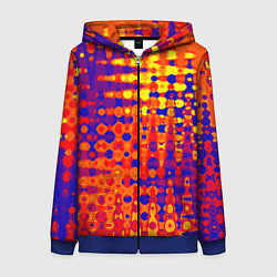 Женская толстовка на молнии Пламенный сочный оранжево-синий