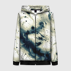 Толстовка на молнии женская Бежевый и тёмно-синий космическая абстракция, цвет: 3D-черный