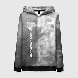 Толстовка на молнии женская Porsche - grey gradient по-вертикали, цвет: 3D-черный